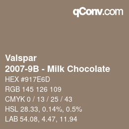 Code couleur: Valspar - 2007-9B - Milk Chocolate | qconv.com