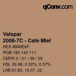 カラーコード: Valspar - 2008-7C - Cafe Miel | qconv.com