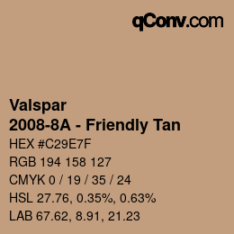 カラーコード: Valspar - 2008-8A - Friendly Tan | qconv.com