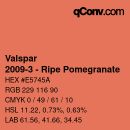 カラーコード: Valspar - 2009-3 - Ripe Pomegranate | qconv.com