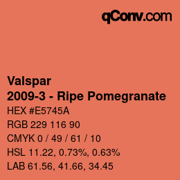 カラーコード: Valspar - 2009-3 - Ripe Pomegranate | qconv.com