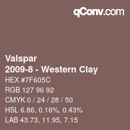 カラーコード: Valspar - 2009-8 - Western Clay | qconv.com
