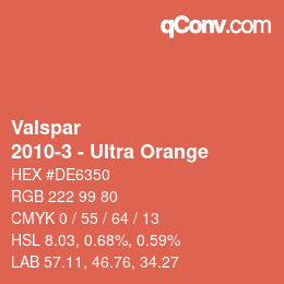 カラーコード: Valspar - 2010-3 - Ultra Orange | qconv.com