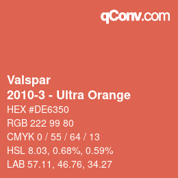 カラーコード: Valspar - 2010-3 - Ultra Orange | qconv.com