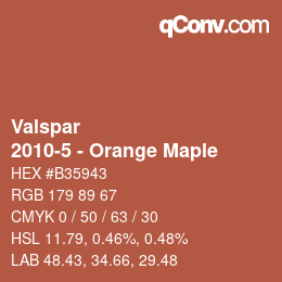 カラーコード: Valspar - 2010-5 - Orange Maple | qconv.com