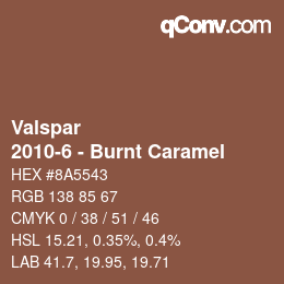 カラーコード: Valspar - 2010-6 - Burnt Caramel | qconv.com