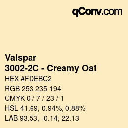 カラーコード: Valspar - 3002-2C - Creamy Oat | qconv.com