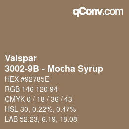 Color code: Valspar - 3002-9B - Mocha Syrup | qconv.com