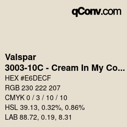 Color code: Valspar - 3003-10C - Cream In My Coffee | qconv.com