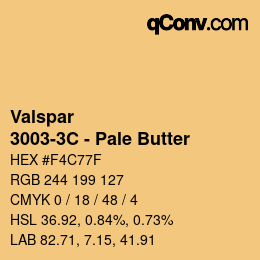 Color code: Valspar - 3003-3C - Pale Butter | qconv.com