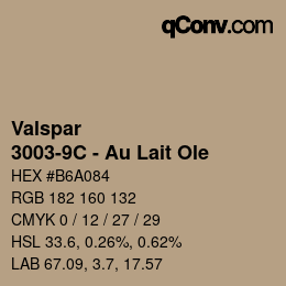 カラーコード: Valspar - 3003-9C - Au Lait Ole | qconv.com