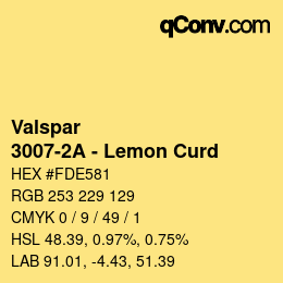 カラーコード: Valspar - 3007-2A - Lemon Curd | qconv.com