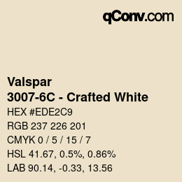 カラーコード: Valspar - 3007-6C - Crafted White | qconv.com