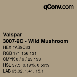 Color code: Valspar - 3007-9C - Wild Mushroom | qconv.com