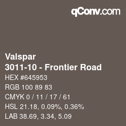 カラーコード: Valspar - 3011-10 - Frontier Road | qconv.com