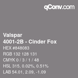 Color code: Valspar - 4001-2B - Cinder Fox | qconv.com