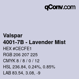 カラーコード: Valspar - 4001-7B - Lavender Mist | qconv.com