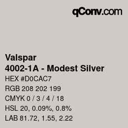 カラーコード: Valspar - 4002-1A - Modest Silver | qconv.com