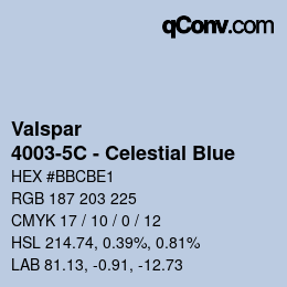 カラーコード: Valspar - 4003-5C - Celestial Blue | qconv.com