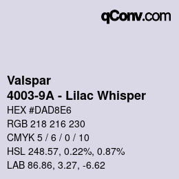 カラーコード: Valspar - 4003-9A - Lilac Whisper | qconv.com