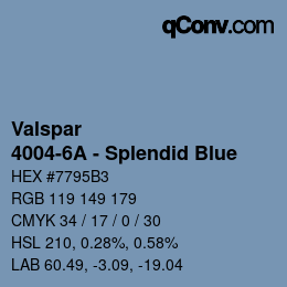 カラーコード: Valspar - 4004-6A - Splendid Blue | qconv.com