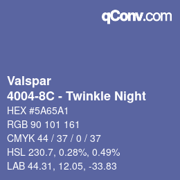 カラーコード: Valspar - 4004-8C - Twinkle Night | qconv.com