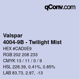 カラーコード: Valspar - 4004-9B - Twilight Mist | qconv.com