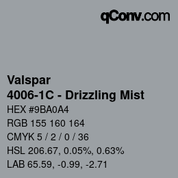 Color code: Valspar - 4006-1C - Drizzling Mist | qconv.com
