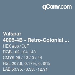 カラーコード: Valspar - 4006-4B - Retro-Colonial Blue | qconv.com