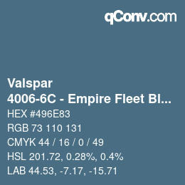 颜色代码: Valspar - 4006-6C - Empire Fleet Blue | qconv.com