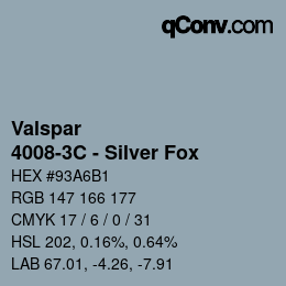 Color code: Valspar - 4008-3C - Silver Fox | qconv.com