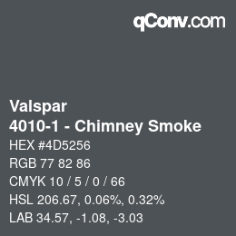 カラーコード: Valspar - 4010-1 - Chimney Smoke | qconv.com