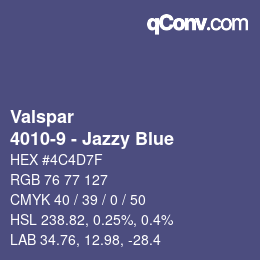 カラーコード: Valspar - 4010-9 - Jazzy Blue | qconv.com