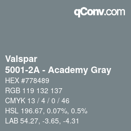Color code: Valspar - 5001-2A - Academy Gray | qconv.com