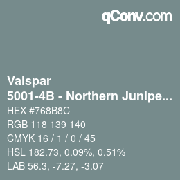 Color code: Valspar - 5001-4B - Northern Juniper | qconv.com