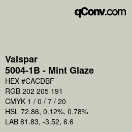 カラーコード: Valspar - 5004-1B - Mint Glaze | qconv.com