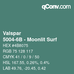 カラーコード: Valspar - 5004-6B - Moonlit Surf | qconv.com