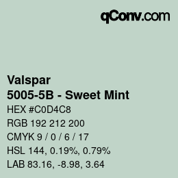 Color code: Valspar - 5005-5B - Sweet Mint | qconv.com