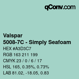 カラーコード: Valspar - 5008-7C - Simply Seafoam | qconv.com