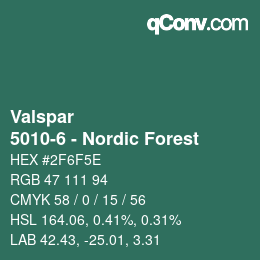 Color code: Valspar - 5010-6 - Nordic Forest | qconv.com