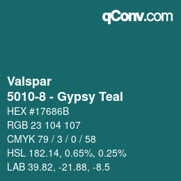 Color code: Valspar - 5010-8 - Gypsy Teal | qconv.com