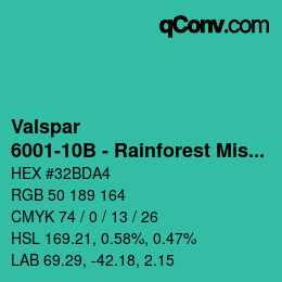 Color code: Valspar - 6001-10B - Rainforest Mist | qconv.com