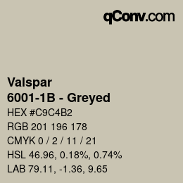 Color code: Valspar - 6001-1B - Greyed | qconv.com