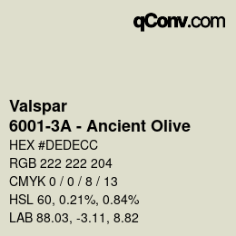 Code couleur: Valspar - 6001-3A - Ancient Olive | qconv.com