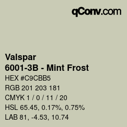 Color code: Valspar - 6001-3B - Mint Frost | qconv.com