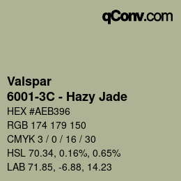 Color code: Valspar - 6001-3C - Hazy Jade | qconv.com