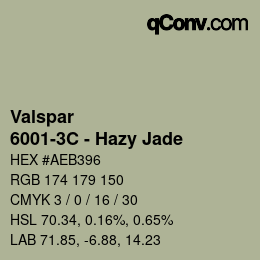 Code couleur: Valspar - 6001-3C - Hazy Jade | qconv.com
