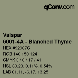 カラーコード: Valspar - 6001-4A - Blanched Thyme | qconv.com