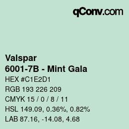 カラーコード: Valspar - 6001-7B - Mint Gala | qconv.com