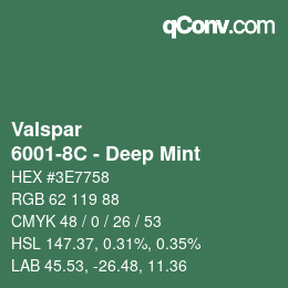 Farbcode: Valspar - 6001-8C - Deep Mint | qconv.com